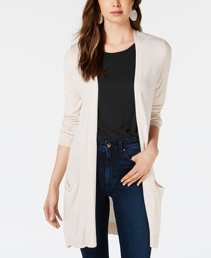 Maison Jules Long Open-Front Jersey Cardigan Sweater, Created for Macy ...