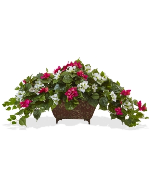 Nearly Natural Bougainvillea Artificial Plant in Metal Planter