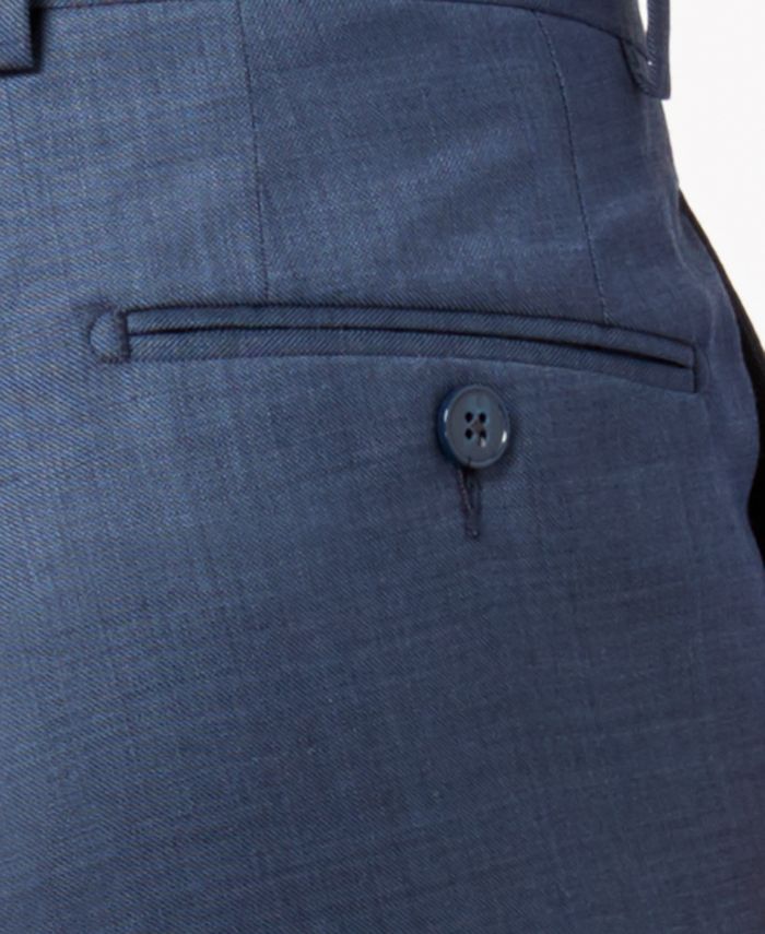 Calvin Klein Men's Classic-Fit Stretch Blue Neat Suit Pants - Macy's