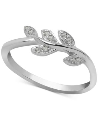 Macy's - Diamond Leaf Vine Ring (1/10 ct. t.w.) in Sterling Silver