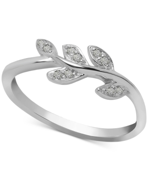 image of Diamond Leaf Vine Ring (1/10 ct. t.w.) in Sterling Silver