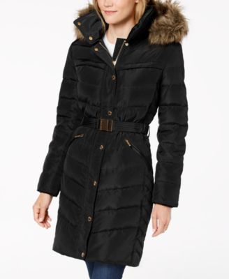 michael michael kors petite hooded puffer coat