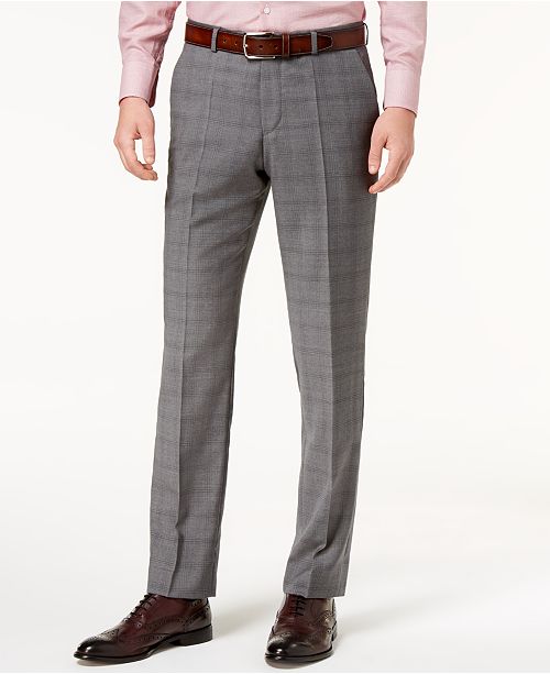 HUGO Boss Men's Modern-Fit Medium Gray Glen Plaid Suit Pants & Reviews ...