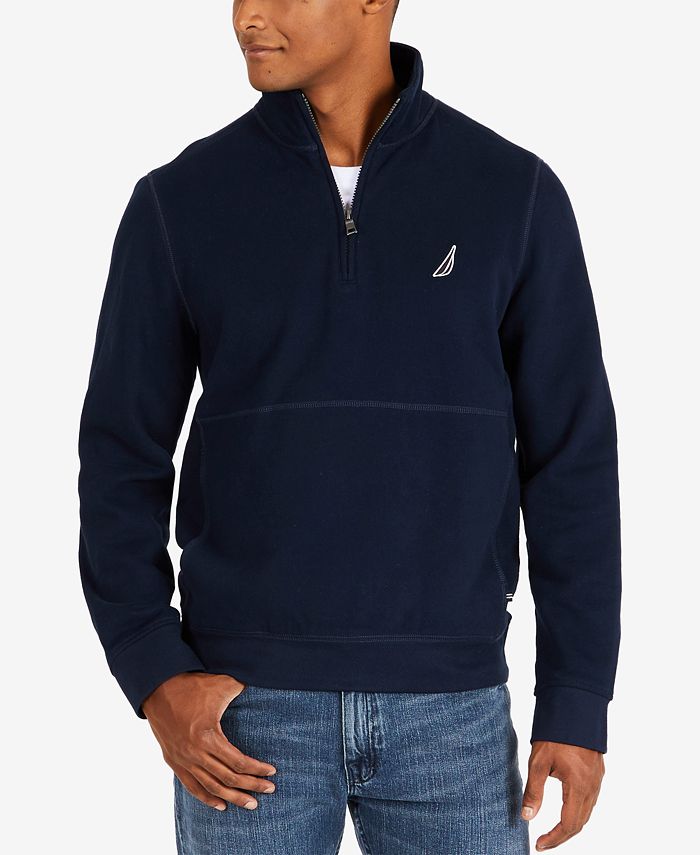 Nautica men's solid quarter zip fleece pullover