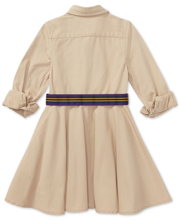 Toddler and Little Girls Belted Chino Cotton Shirtdress