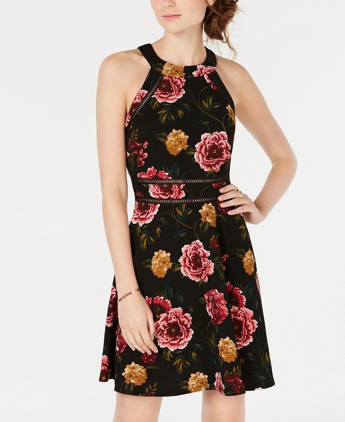 BCX Juniors' Floral Fit & Flare Dress - Macy's