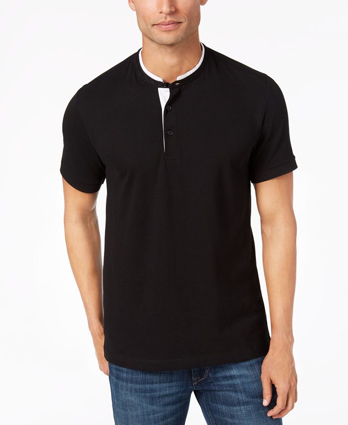 Kenneth Cole New York Kenneth Cole Knit Band-Collar T-Shirt - Macy's