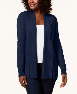 Karen Scott - Open-Front Ribbed Cardigan