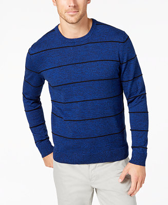 Alfani Men's Striped Crew-Neck Sweater, Created for Macy's - Macy's