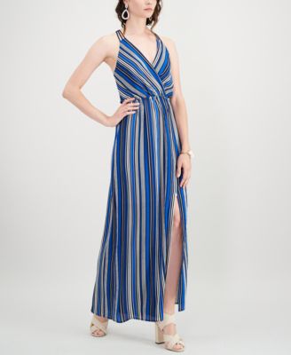 Monteau Petite Striped Wrap Maxi Dress 