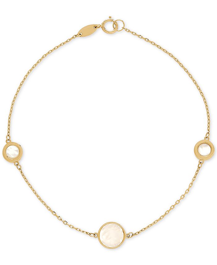 Arabella Mother-of-Pearl Station Link Bracelet in 14k Gold - Macy's