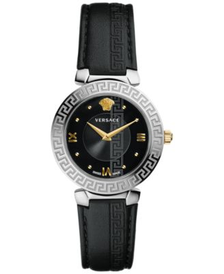 Versace - Women's Swiss Daphins Black Leather Strap Watch 35mm