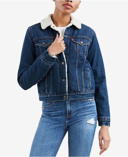 Levi's long sherpa trucker jacket womens Outlet