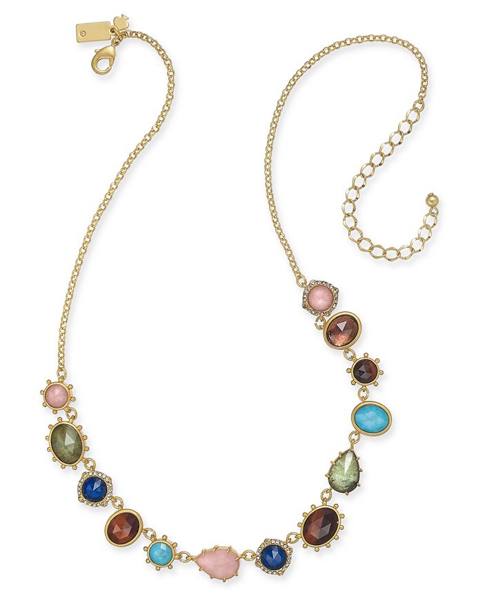 kate spade new york Gold-Tone Multi-Stone Statement Necklace, 17