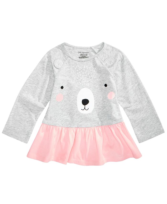 First Impressions Baby Girls Bear-Print Cotton Peplum Tunic, Created ...