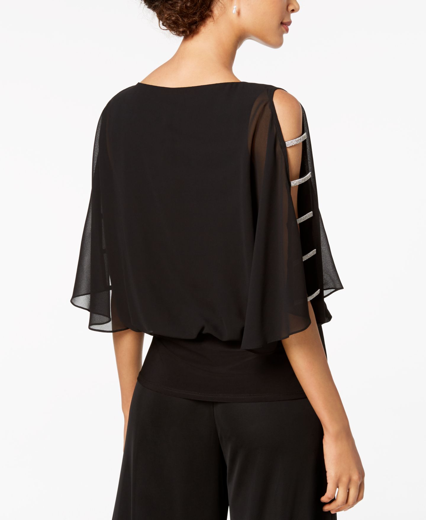 Женский топ MSK Embellished-Sleeve Top, цвет: Чёрный — фото 2