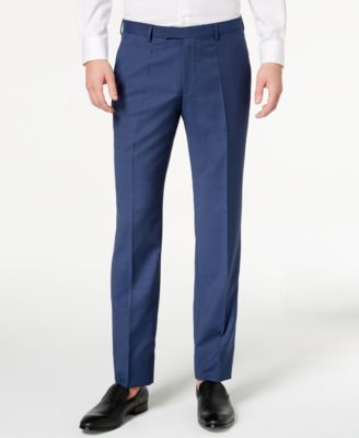 Hugo Boss - Men's Modern-Fit Navy Micro-Tic Suit Pants