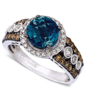 blue and chocolate diamond ring