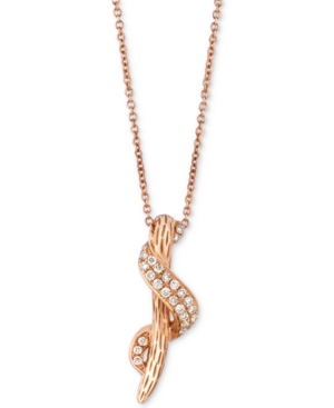 image of Le Vian Diamond Swirl Pendant Necklace (1/8 ct. t.w.) in 14k Rose Gold