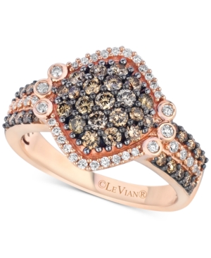 image of Le Vian Chocolatier Diamond Cluster Ring (1-1/8 ct. t.w.) in 14k Rose Gold