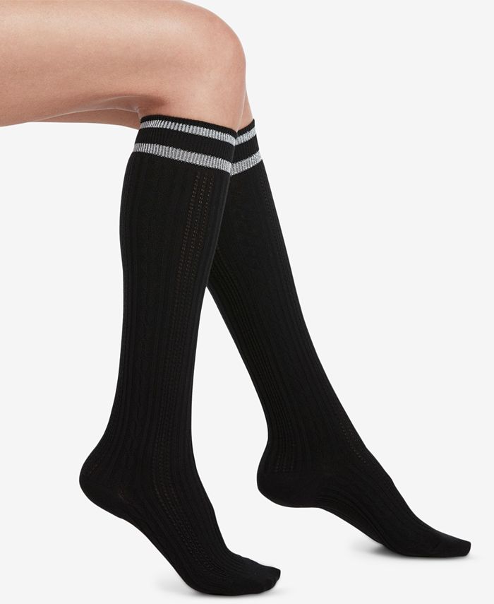 Hue MetallicStripe CableKnit Knee Socks Macy's