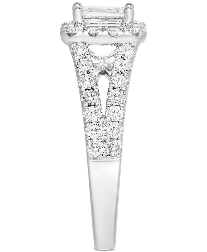 Macy's Diamond Halo Engagement Ring (1-1/2 ct. t.w.) in 14k White Gold ...