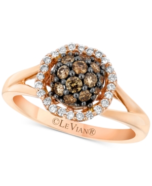 image of Le Vian Chocolatier Diamond Halo Cluster Ring (5/8 ct. t.w.) in 14k Rose Gold