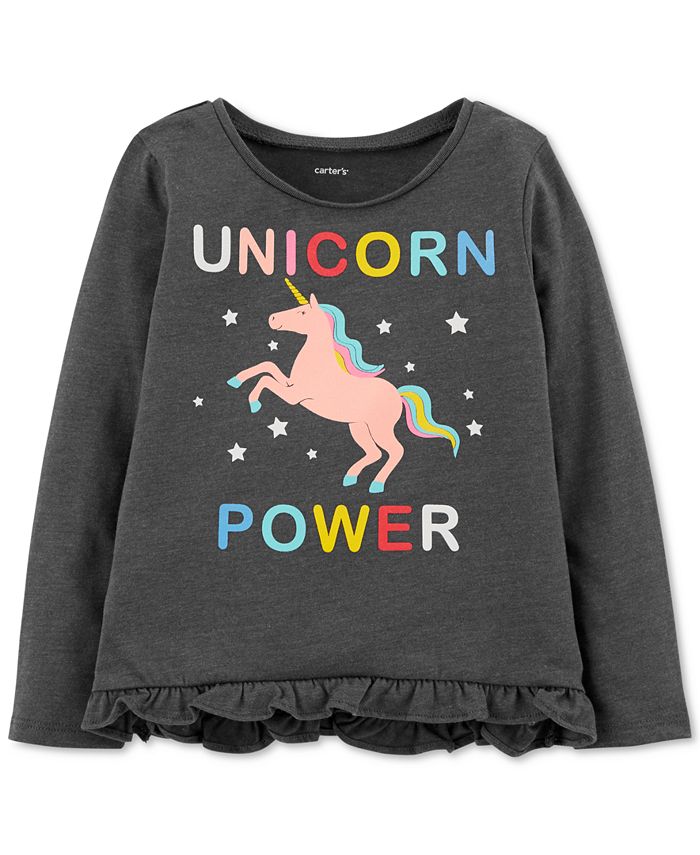 Carter's Baby Girls Unicorn-Print Ruffled T-Shirt - Macy's