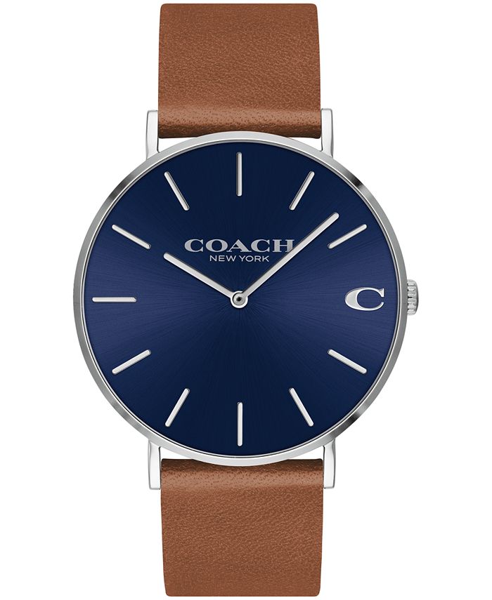 COACH - Men's Charles Saddle Leather Strap Watch 41mm