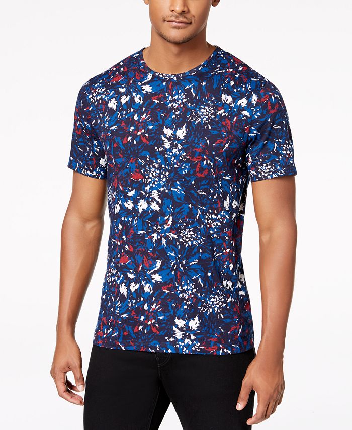 Michael Kors Men's Slim-Fit Floral Graphic T-Shirt - Macy's