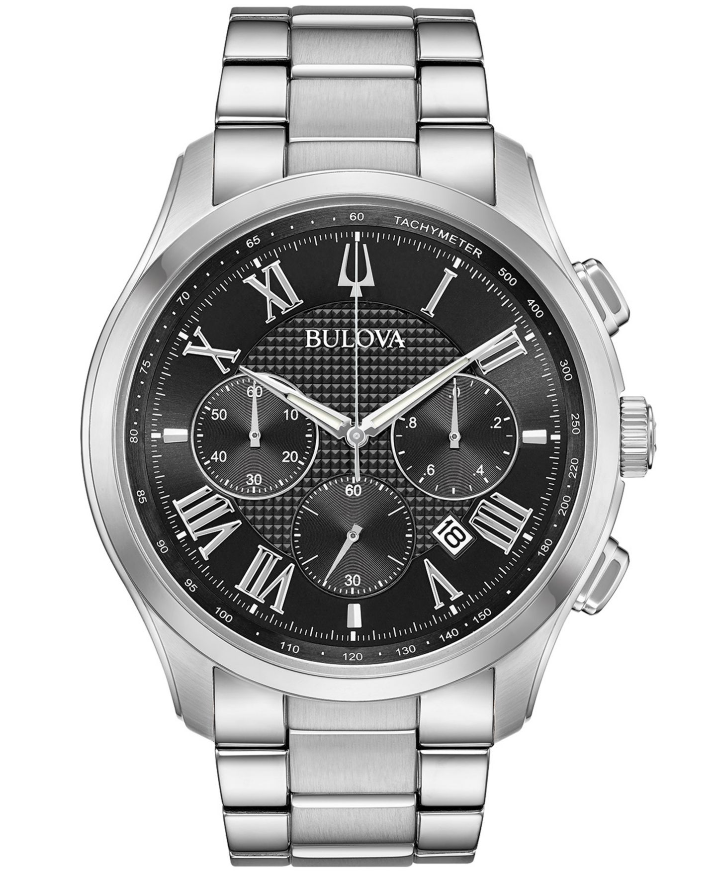Мужские часы Bulova Chronograph Wilton Stainless Steel Bracelet Watch 46.5mm — фото 1