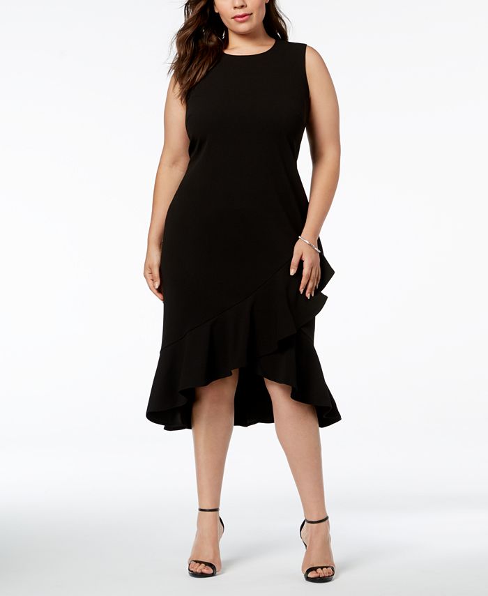 Calvin klein clearance black ruffle dress