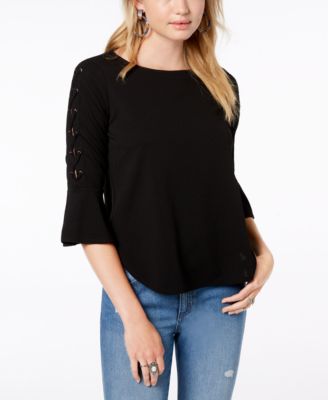 BCX - Juniors' Lace-Up-Sleeve Top