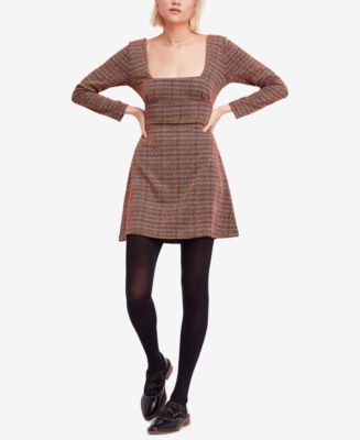 Free People Uptown Girl Plaid Mini Dress Macy's