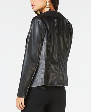 Alfani Faux-Leather Draped Side-Panel Jacket, Created for Macy's - Macy's