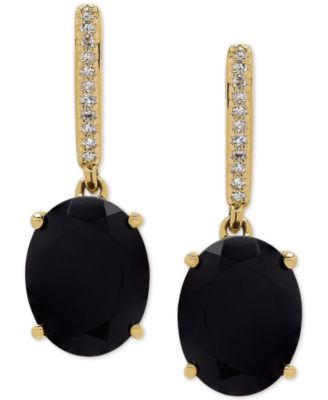 Macy's - Onyx (9 x 7mm) & Diamond Accent Drop Earrings in 14k Gold
