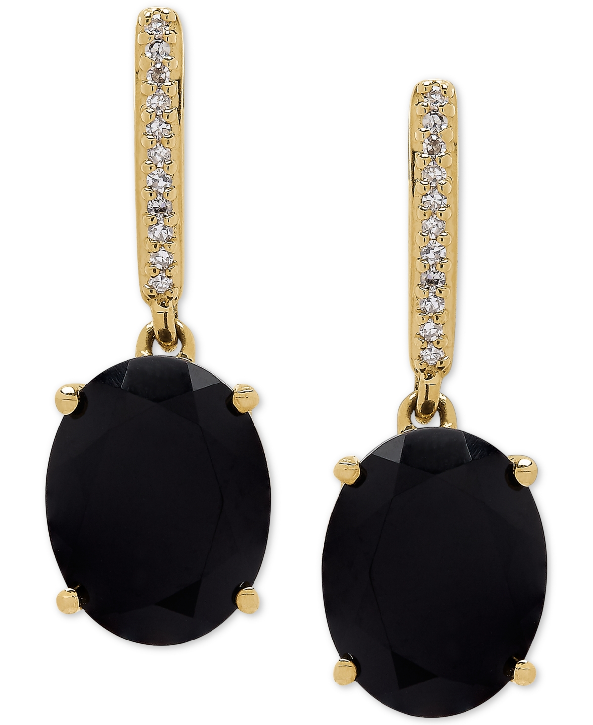 Onyx (9 x 7mm) & Diamond Accent Drop Earrings in 14k Gold - Gold