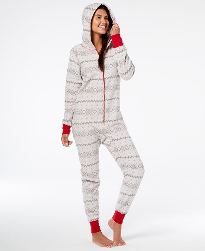 Family Pajamas Matching Women's Winter Fairisle Hooded One-Piece ...