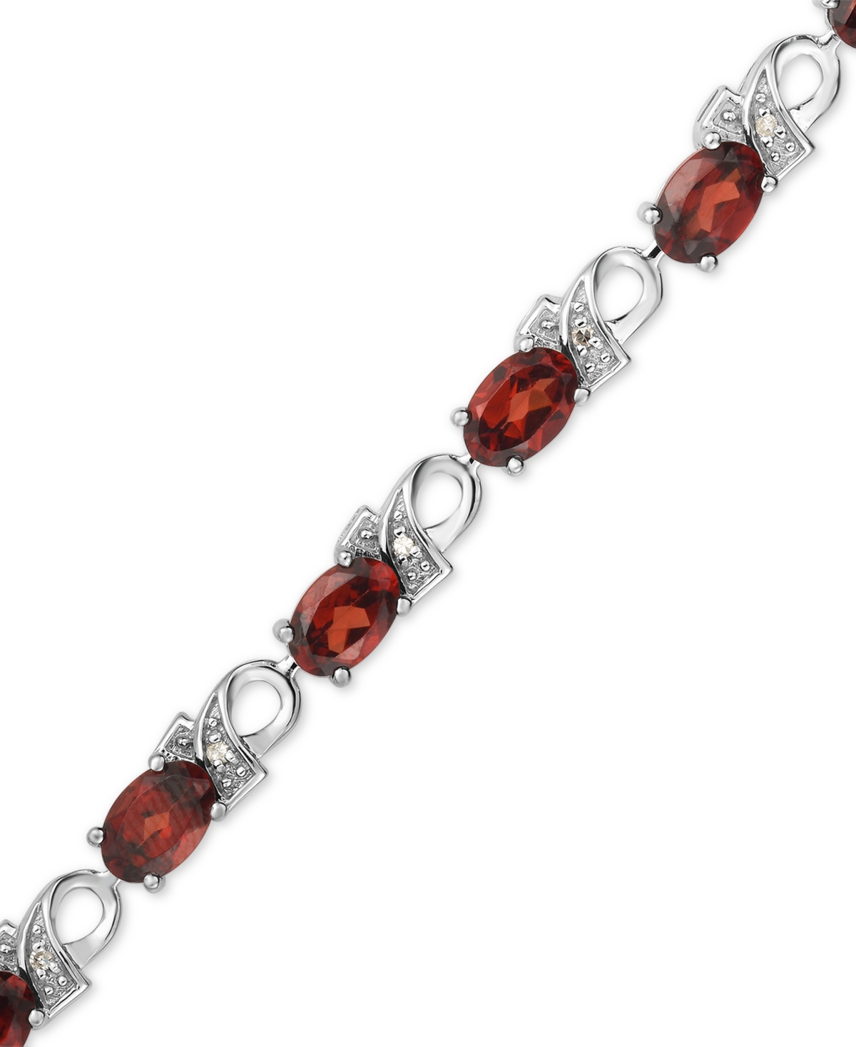 (7 ct. t.w.) & Diamond Accent Link Bracelet in Sterling Silver - Garnet