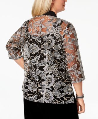 Alex Evenings Plus Size Embroidered Jacket & Top Set - Macy's