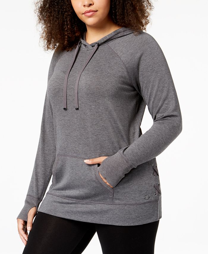 Ideology Plus Size Crisscross-Sides Hoodie, Created for Macy's - Macy's