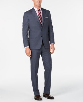 Club Room - Men's Classic/Regular Fit Stretch Medium Blue Windowpane Suit