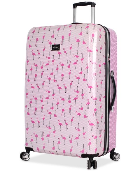 Чемодан Betsey Johnson Large Check-in Spinner, цвет: Фламинго