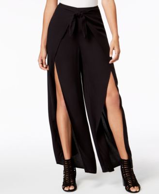 Material Girl - Juniors' Striped Wrap-Front Palazzo Pants