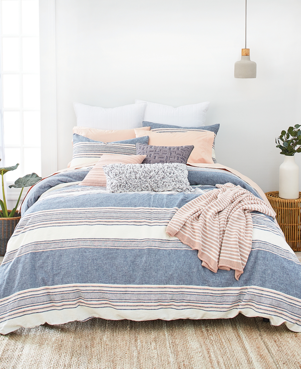 Splendid Tuscan Stripe Full/queen Comforter Set Bedding In Navy