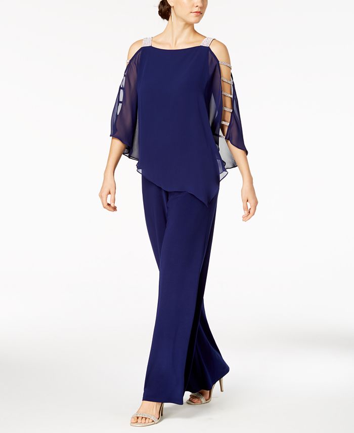 Authenticatie jaloezie Giet MSK Embellished Chiffon-Overlay Jumpsuit & Reviews - Pants & Capris - Women  - Macy's