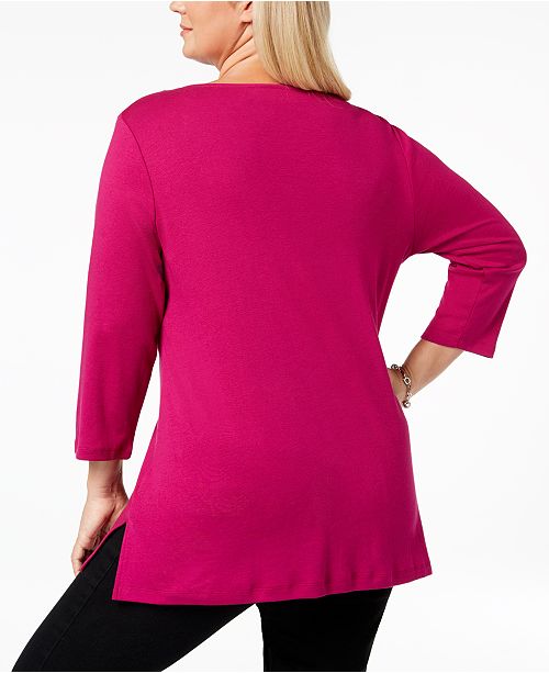 Karen Scott Plus Size Cotton Hardware-Detailed Tunic Top, Created for ...