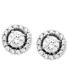 14k White Gold Earrings, Cubic Zirconia Round Pave Stud Earrings (2-7/8 ct. t.w.)
