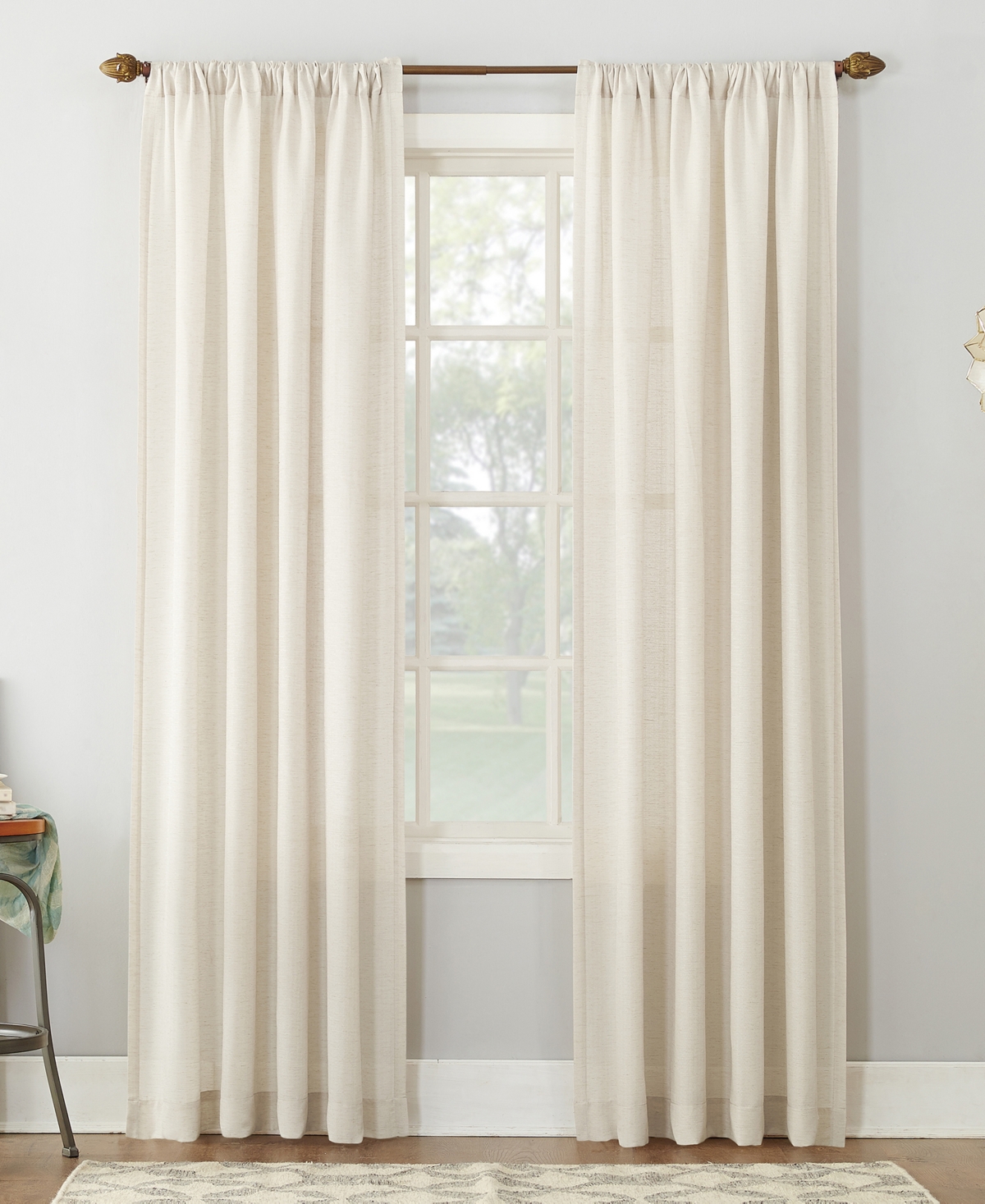 Amalfi Linen Blend Textured Semi-Sheer Rod Pocket Curtain Panel