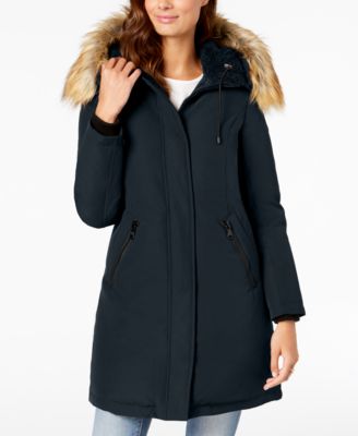 Vince Camuto Petite Faux-Fur-Trim Hooded Parka - Macy's